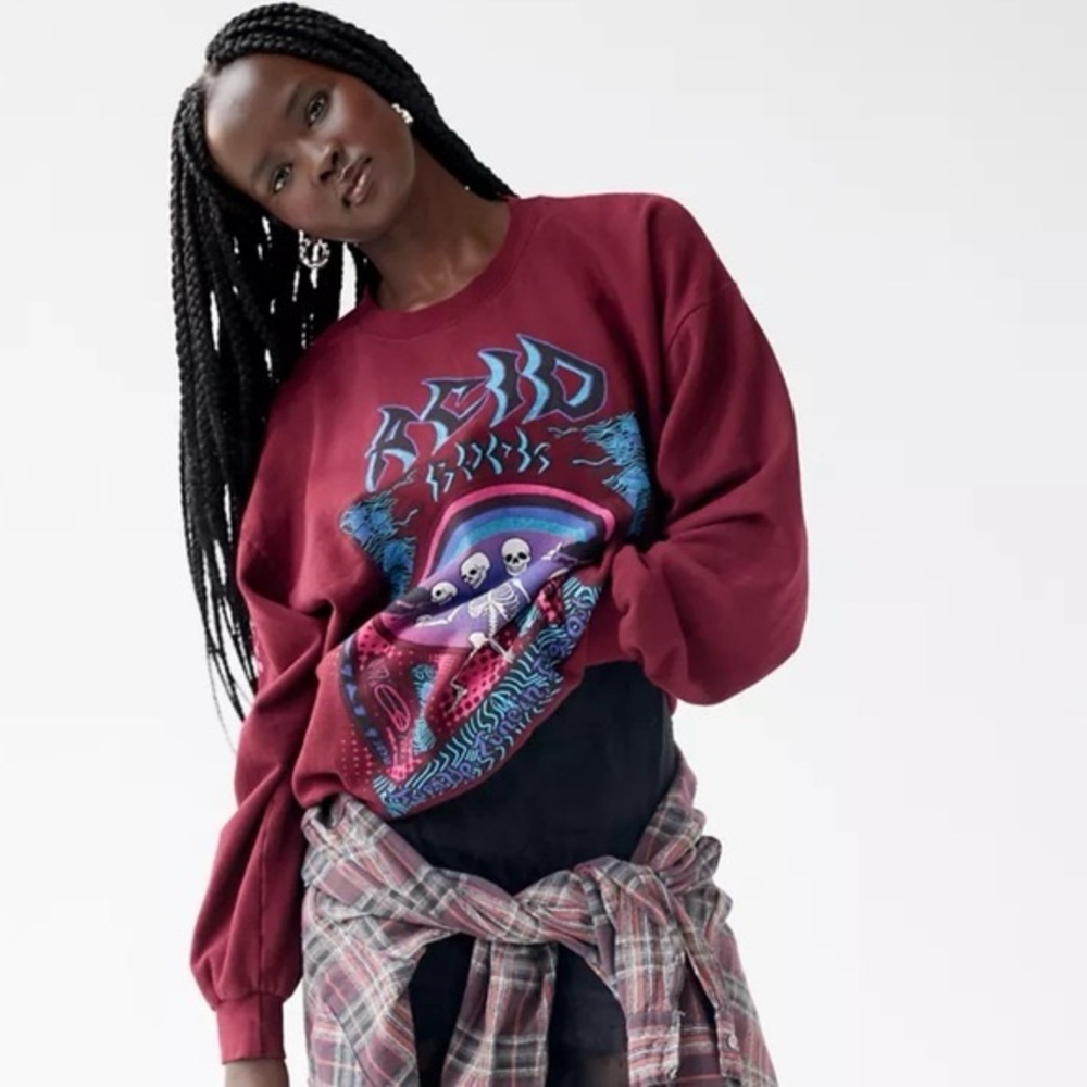 Urban Outfitters Acid Rock Skeleton Pullover Sweatshirt S/M